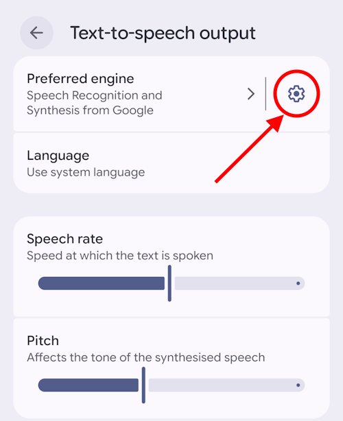 Tap the Settings icon next to Preferred engine